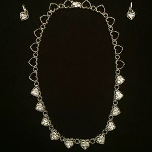 'Heart-2-Heart' Necklace & Drop Earrings Set; New